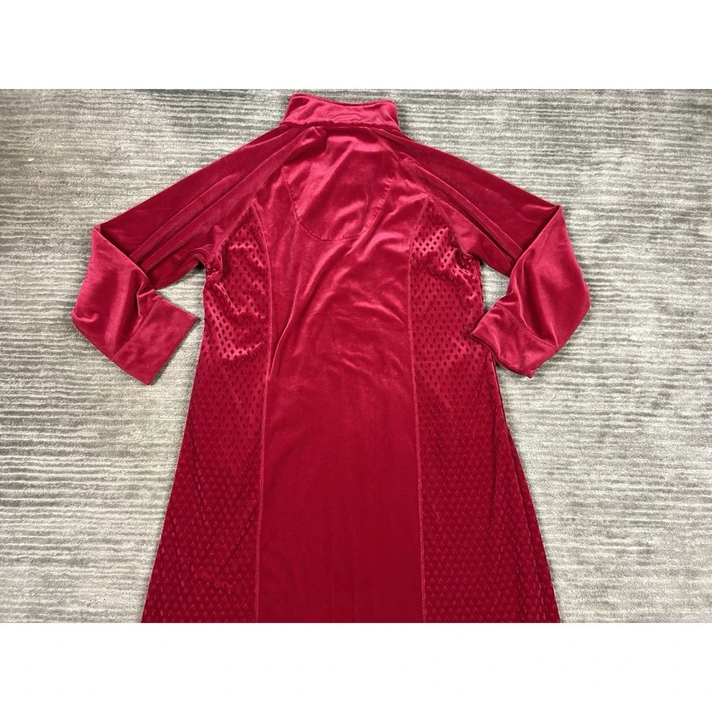 Sag‎ Harbor Sleepwear Womens Medium Red Velour Full Zip Long Sleeve Polyester